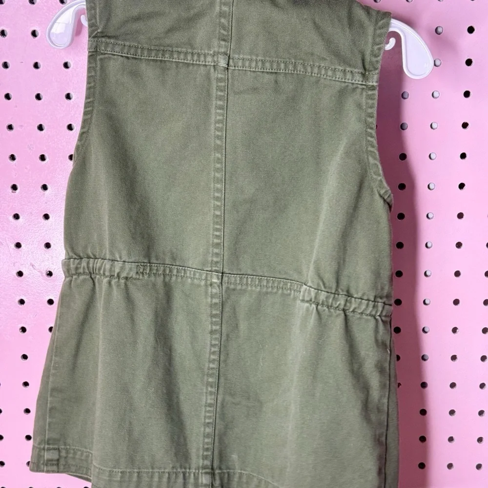 Cherokee Olive Green Cargo Vest Kids Utility Jacket Snap Front Size 4/5T XS